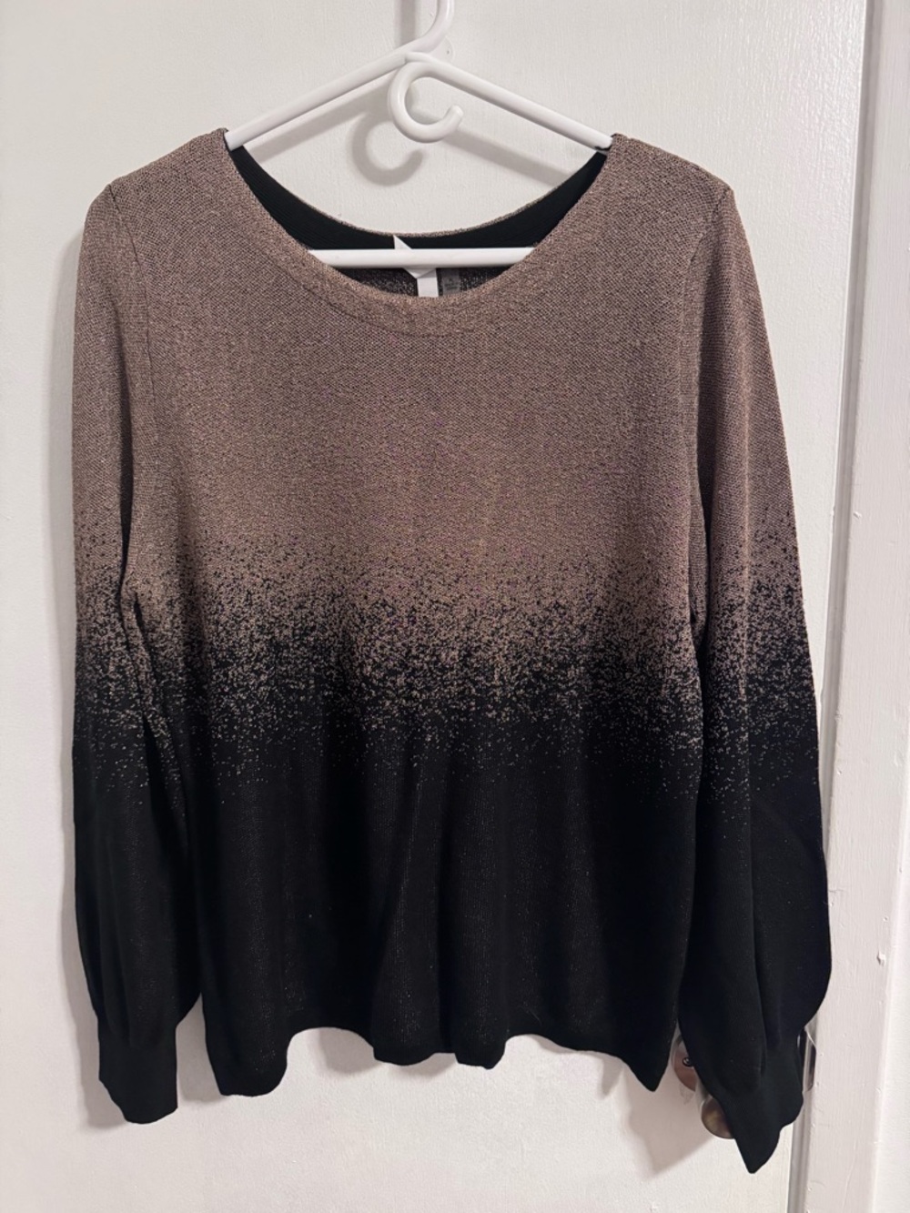 NY Collection Gold and Black Shimmer Knit Top